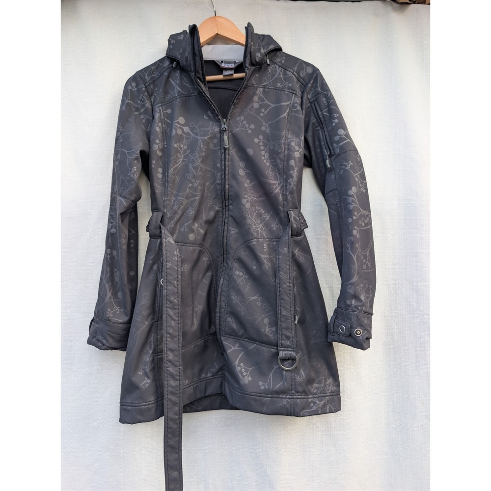 OUTDOOR RESEARCH Softshell Trench Coat Womens S Grey Nylon Floral Print Gorpcore